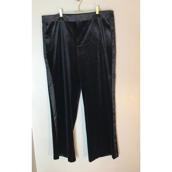 Eloquii Womens Black Velvet Satin 2 Pc Suit Blazer 16 Tuxedo Pants 18 - Picture 8 of 16